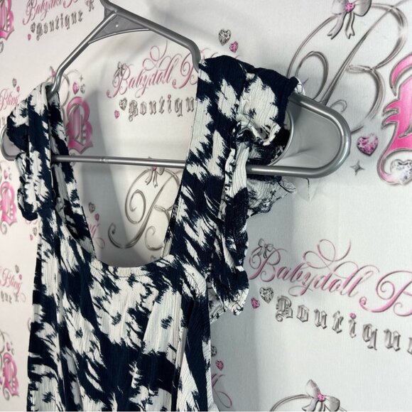 Ichi tank top flowers flowy ruffle detail Floral Print Sleeveless Top navy blue - Picture 4 of 11